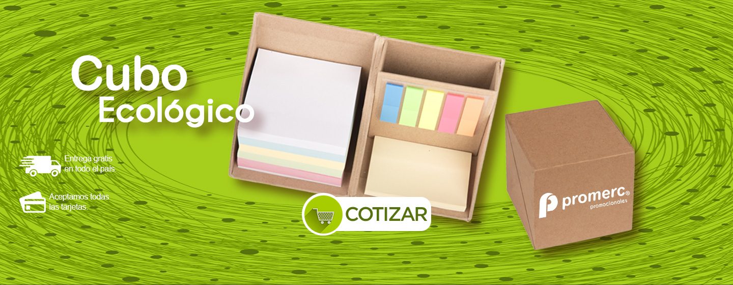 Cubo Ecológico con Notas Adhesivas Promocionales Promerc